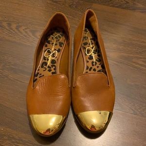 Jessica Simpson Brown Loafer Flats with Gold Toe